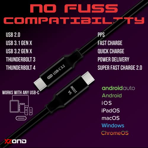 Xzond Usb C To Usb C 3.2 Gen 2X2 Cable - 20Gbps Data Transfer - 4K 60Hz Hdr Monitor Video - 100W Pd Charging - Thunderbolt Compatible - 3.3Ft - For Macbooks, Ipads, Pc, Docks, Phones, And Android Auto #TOP5