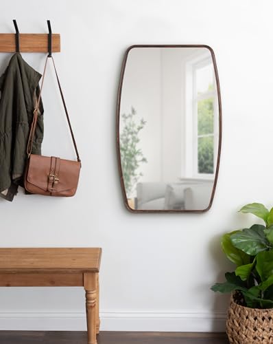 Image of Kate and Laurel Caskill Modern Barrel Mirror, 20 x 32, Bronze, Rounded Rectangle Mirror for Wall