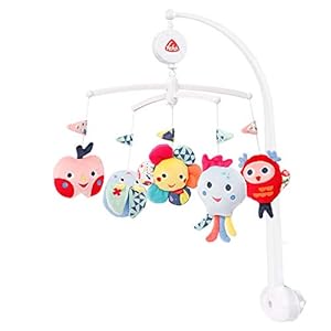 Fehn 055191 Muziek-Mobile COLOR Friends, mobiel met zachte melodie “dromerij” en schattige figuren, met bedbevestiging, voor baby’s van 0-5 maanden, afmetingen: Ø 40 cm, hoogte: 65 cm