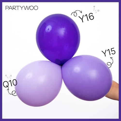 Image of PartyWoo Lavender Balloons 130pcs Different Sizes Pack of 18 12 10 5 Inch Light Pastel Purple Lilac Balloon Arch Kit for Baby Shower Bachelorette Fairy Birthday Princess Party Decorations Purple-Q10