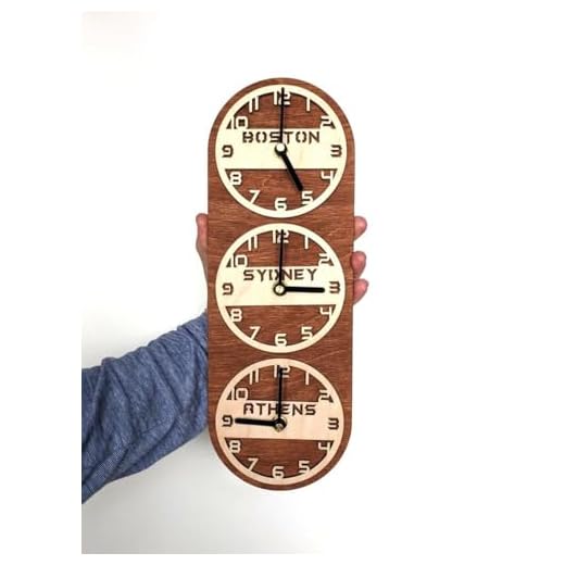 MonaStarLight Vertical Wall Clock with 2-5 Time Zones Dials, Custom Personalized Multiple World Clock, Office or Family Home Timezone Clock, Black Or Brown