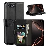 UOGNADGD Leder-Flip-Hülle Kompatibel mit Asus Zenfone 4 Max ZC520KL Geldbörsen-Hülle mit Kartenfächern, Magnetverschluss, Kickstand, RFID Stoßfest (Schwarz)