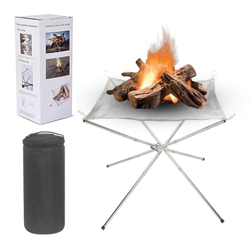 22Inch Portable Outdoor Fire Pit,Folding Steel Mesh Fireplace with Handbag,Very Suitable for Camping and Gardening