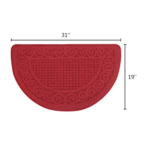 Vanzavanzu Kitchen Rugs, 2 Pack 31"X19" Kitchen Mats, Half Moon Round Kitchen Rugs Carpet, Designed In Latex Anti Skid Absorbent And Machine Washable For Kitchen Doorway Bathroom Floors (Burgundy) #TOP1