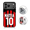 Cover Personalizzata compatibile con iPhone 17 Pro e 17 Pro Max con Nome e Numero – Custodia Tifoso Rossonero Milan con Pellicola in Vetro e Protezione Fotocamera – Idea Regalo Calcio