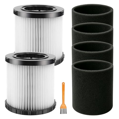 2 Packs of DCV5801H Wet or Dry Vacuum Replacement Filter 4 Foam Sleeve Filters and 1 Brush Suitable for dowalt DCV580 and DCV581H Washable and Reusable
