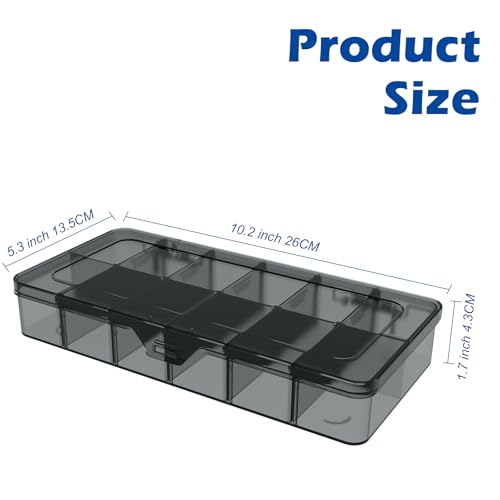 Image of Clear Organizer Box,12 Grids Organizer Box with Removable Dividers for Jewelry,Bead Storage Organizer Box,Plastic Compartment Container for Tool Tackle Box, Gray
