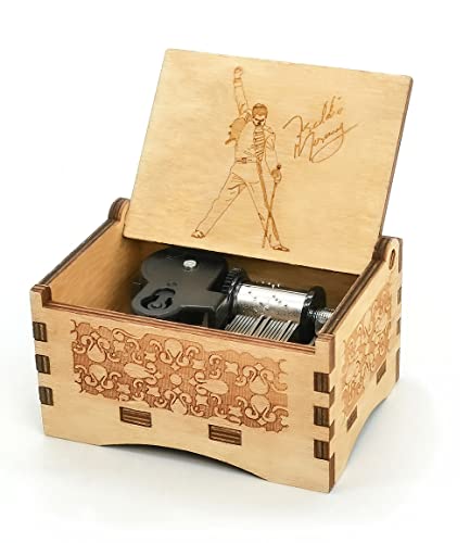 Queen Music Box Bohemian Rhapsody Song, 18 Note Wind Up Mechanism Antique Carved Music Box Crafts #TOP11