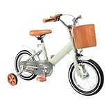 DioPaiB Kinderfahrrad 12 Zoll Kinder Fahrrad für ab 2-4 Jahre Jungen & Mädchen, Kinderfahrrad mit Korb & Stützrädern, Balance- und Pedal-Lernfahrrad, Höhenverstellbar 60-70cm Fahrrad, Grün