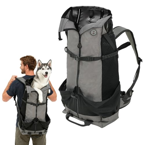 PETCUTE Mochila para Perros,Mochila Transpirable para Gatos con Forro Impermeable,Transportín Plegable para Perros con Arnés de Seguridad,Fondo Rígido,para Viajar,Hacer Senderismo y pasear
