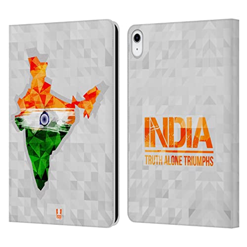 Head Case Designs India Geometric Maps Leather Wallet Case Compatible with Apple iPad 10.9 (2022/2025)
