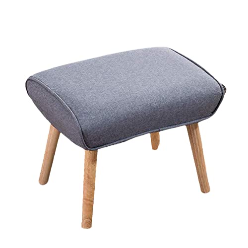 WYOERN Banquinho de madeira maciça de 4 pernas, pufe quadrado de tecido nórdico banco de pés cama qu