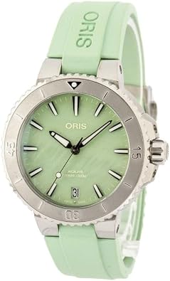 Oris Aquis Date Green Rubber Strap for Women - Model 01 733 7770 4157-07 4 18 67FC