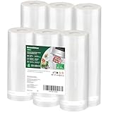 Bonsenkitchen Vakuumrollen 6 Rollen 20cm x 600cm + 28cm x 600cm Vakuumierfolie - Profi Vakuumbeutel...