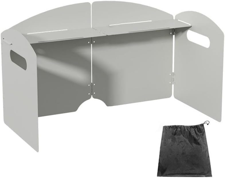 Windproof and Heat Resistant Stove Windscreen Designed to Fit Most Gas Stoves, Enhancing Stability and Cooking Speed in Outdoor Conditions (White four-fold)