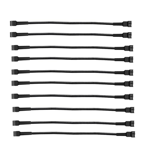 Image of New Materials 3 Pin / 4-Pin pc Fan Extension Cable 12 inch 30cm, Black (pwm Fan Extension Cable 10 Pack)