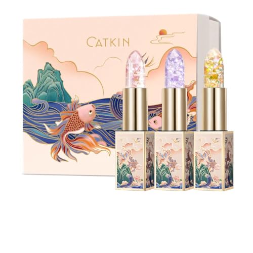 CATKIN Lip Balm Tinted Color Changing Lipstick Ultra Hydrating Lip Moistrurizer Lip Care with Vitamin E Nourishing For Cracked & Dry Lips 0.12 oz C04 Rainbow