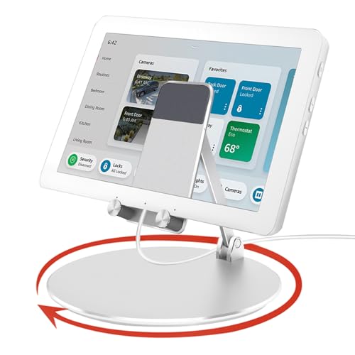 ITSHOM Swivel and Tilt Stand for Echo Hub with 360Rotating BaseDesk Stand for Alexa Hub Multi-Angle Foldable Mount Holder for Echo Hub 8 Smart Home Control Panel and 4-12.9 iPads/Tablets