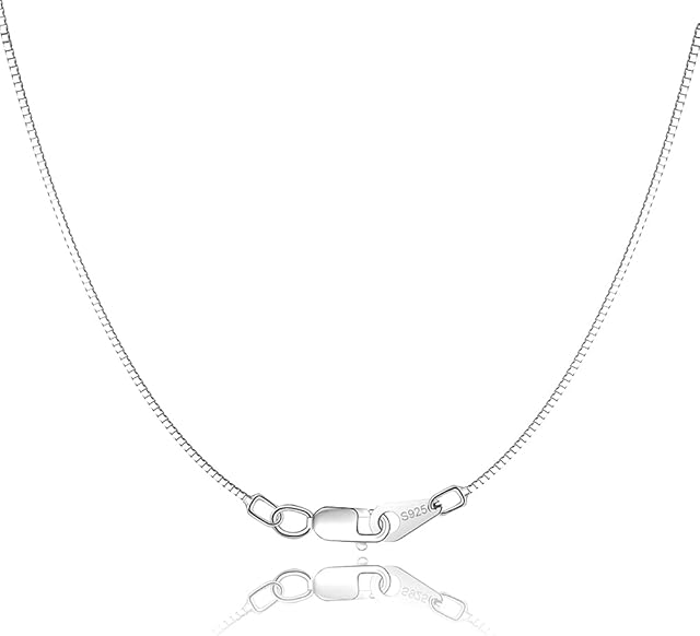 Jewlpire 925 Sterling Silver Chain for Women Girls 0.8mm Box Chain Lobster Claw Clasp - Italian Necklace Chain - Super Thin & Strong - Friendly Price & Quality 16/18/20/22/24 Inch