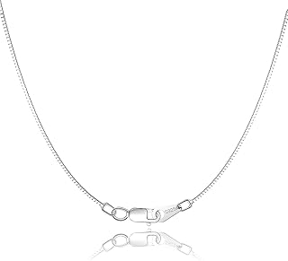 Jewlpire 925 Sterling Silver Chain for Women Girls 0.8mm Box Chain Lobster Claw Clasp - Italian Necklace Chain - Super Thi...