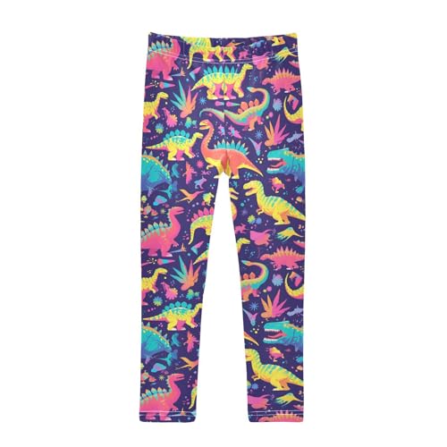 Wusikd Dinosaur Bright Girls' Leggings Toddler Doodles Kids Yoga Pants Dance Active Tights 4T