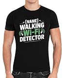 Classic Custom Comedy Funny T-Shirt Text Laugh Energy Family Joke Aesthetic - Walking Wi-fi Detector Black