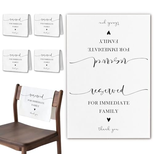YRDBGHZDF Reserved Row Signs for Wedding 4 Pieces, Reserved for Immediate Family Seating Placeholder Church Pews Cloth Signs, Wedding Chair Decorations for Reception Parties Event