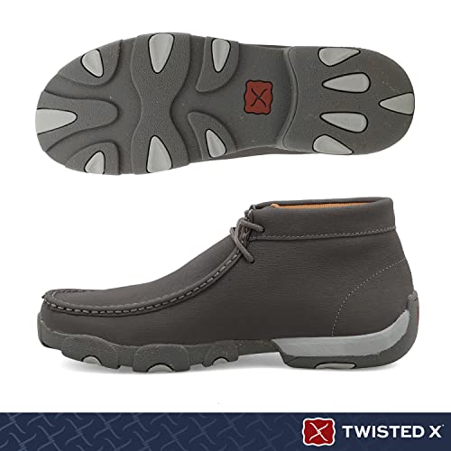 Twisted X Men's Chukka Driving Mocs - Handcrafted Full-Grain Leather Chukka Shoes For Men With Cellstretch Comfort Technology, Dark Grey & Grey, 11 W #TOP1