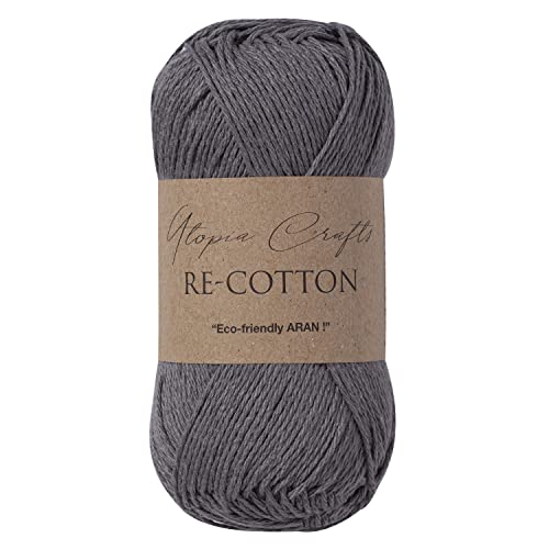 Utopia Crafts Re-Cotton Knitting Yarn, 100g (Storm Grey)
