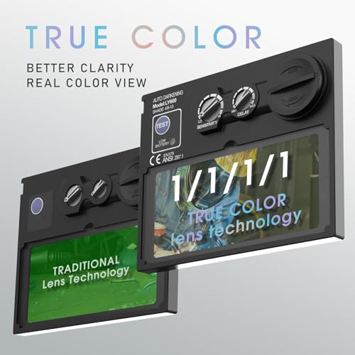 image for YESWELDER True Color Solar Powered Auto Darkening Welding Helmet, Wide