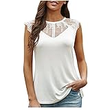 Bovake Pullover Damen Blau Frauen Frühling Und Sommer Spitze Nähen Rundhalsausschnitt Solide Farbe Unten T-Shirt Hohlen Top Blusen & Tuniken Fã R Damen Bundeswehr T-Shirt Kinder Tunika White S