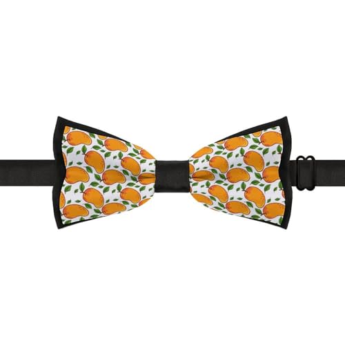 GoasNei Fruit of Mango And Leaves Pattern Bow Tie for Men Adjustable Necktie Funny Tie Neck Ties for Weddings Party