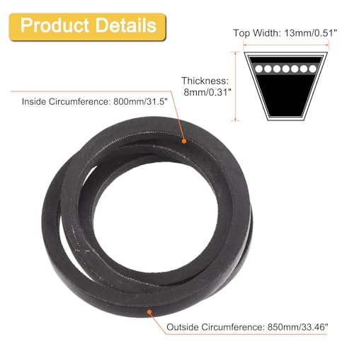 Image of uxcell A31 1 /2 Classic Wrapped V-Belt, 33 inch Outside Circumference Wrapped Industrial Rubber V-Belt A Profile V-Belt for Industrial Machinery Equipment, Black
