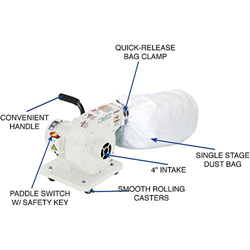 Grizzly Industrial G1163P - 1 Hp Light Duty Dust Collector - Polar Bear Series #TOP2