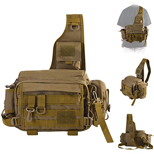 Goture Fishing Bag, Fishing Tackle Bag With Rod Holder, Water-Resistant Fishing Backpack Tackle Sling Bag, Fly Fishing Fanny Pack Storage, Fishing Tackle Box For Fishing Gear,Fishing Gifts For Men #TOP8