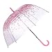 [Pink Cherry]Moonse Romantic Pink Cherry Clear Rain Wind Umbrella,Half-Automatic