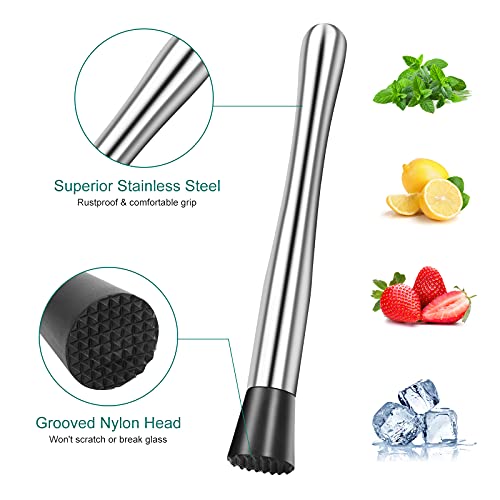 10 Inch Stainless Steel Cocktail Muddler And Mixing Spoon Professional Home Bar Tool Set #TOP1