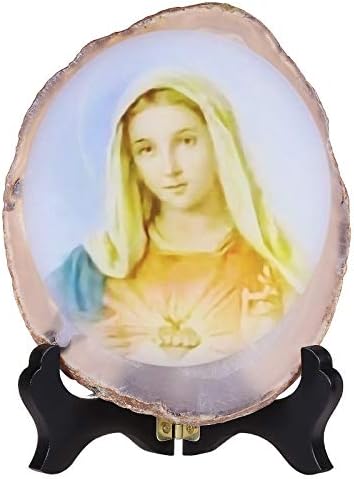 Amogeeli Natural Geode Agate Crystal for Office Home Decor, Prints Arts Decorative Stone with Stand