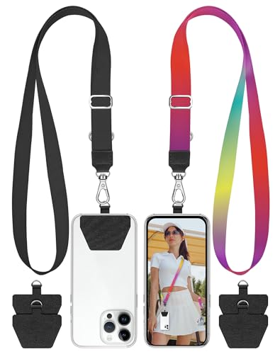 SHANSHUI Phone Lanyard, 2 Pack Phone Lanyard Strap 4X Durable Tether Tab Universal Nylon Phone Neck Phone Strap Crossbody Lanyard for Cell Phone Fit All Smartphones