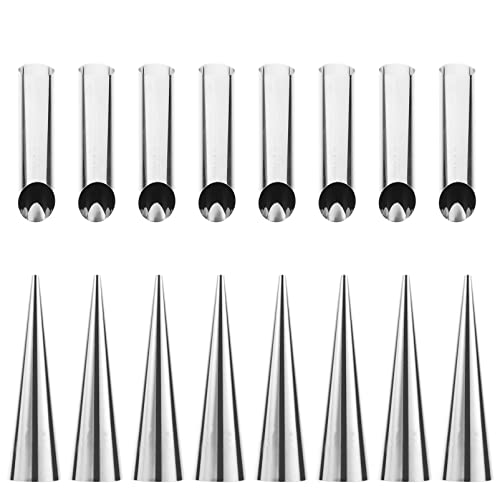Alipis 16pcs Stainless Steel Croissant Horn Molds Baking Tubes Desserts Appetizers Easy to Use Non-roll Design for