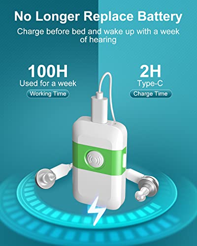 Hearing Aids For Seniors-Rechargeable With Noise Cancelling Hearing Amplifier Pocket Talker Hearing Loss, Holfenry Jks50F Pocket Hearing Aids Gift For Mother/Father,For Two Ear #TOP3
