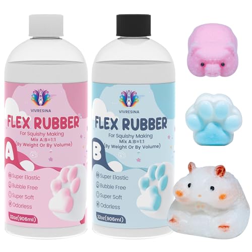 Taba Squishy Kit 64 OZ Liquid Silicone for Squishy Making Kit Fufu Squishy Making Kits Super Soft Silicone Rubber 1:1 AB Ratio Mix DIY Decompression Gift