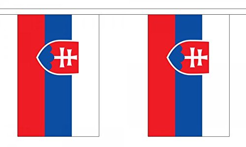 Flagtex Slovakia Fabric Bunting – 9m with 30 Flags – Indoor & Outdoor Decoration – String Flags Banners Slovak Central Europe