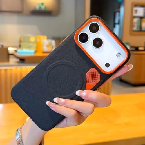 Coque Ventilation iPhone 17 Dissipation Chaleur Cuir Magnétique Noir