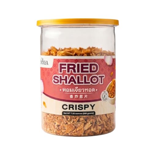 Thairaya Fried Shallot 7.05 oz. (200 grams) | Golden Brown Crispy & Aromatic Product of Thailand Authentic Asian-Style Onion Topping Perfect for asian food.