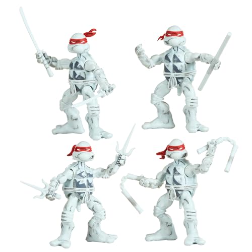 Teenage Mutant Ninja Turtles B&W Comic Book Series 4-Pack Bundle by Playmates Toys