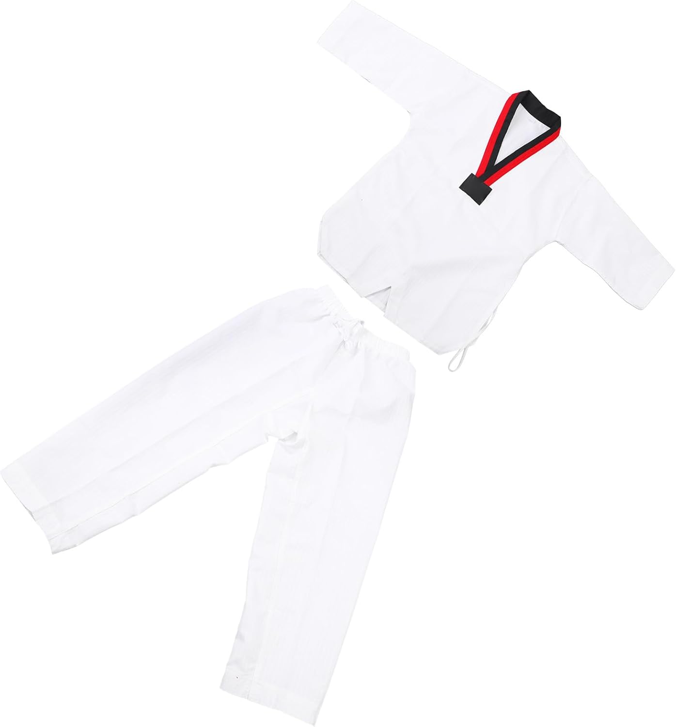 Taekwondo Uniform, Striped Model Polyester Cotton with Belt Martial Arts Training Clothes for Beginner Athletes Practice (L)