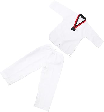 Taekwondo Uniform Polyester Cotton Martial Arts Training Clothing with Belt Striped Size Breathable Practice Wear for Beginners Enthusiasts Athletes S