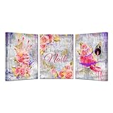 KREATIVE ARTS 3pcs Pink Make Up Wall Art Nails But First Nails Fashion Wall Art Abstract Poster Art Prints Girl Room Decor Canvas Print Wall Decor for Bedroom Salon 12x16 inch