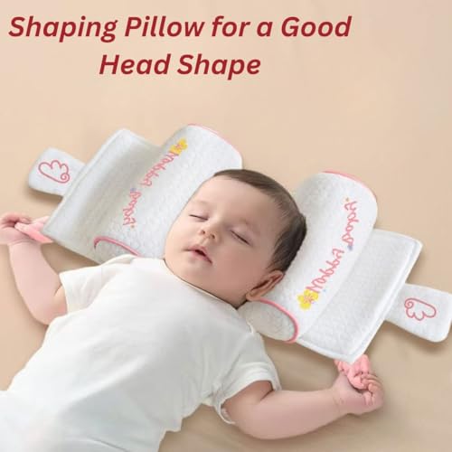 Image of Soft Hypoallergenic Head & Neck Support Pillow, Cotton Breathable Shaping Pillow for Small Boys and Girls, Baby Pillows for Sleeping, Machine Washable, Adjustable, New Born Head Shaping